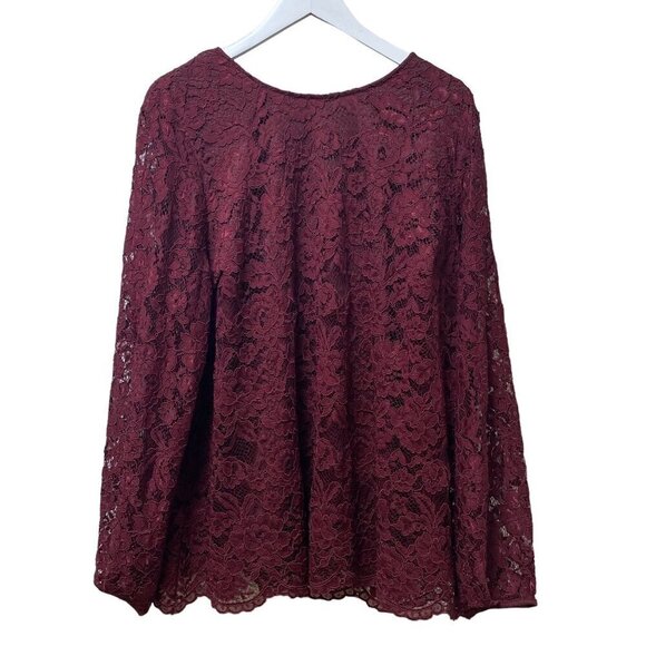 MARTHA STEWART Lace Top Plus Size 2X Burgundy Stretch Tunic - Picture 1 of 13